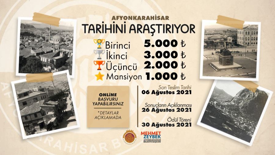 Belediye yarışma düzenliyor! Konu; Afyon Tarihi