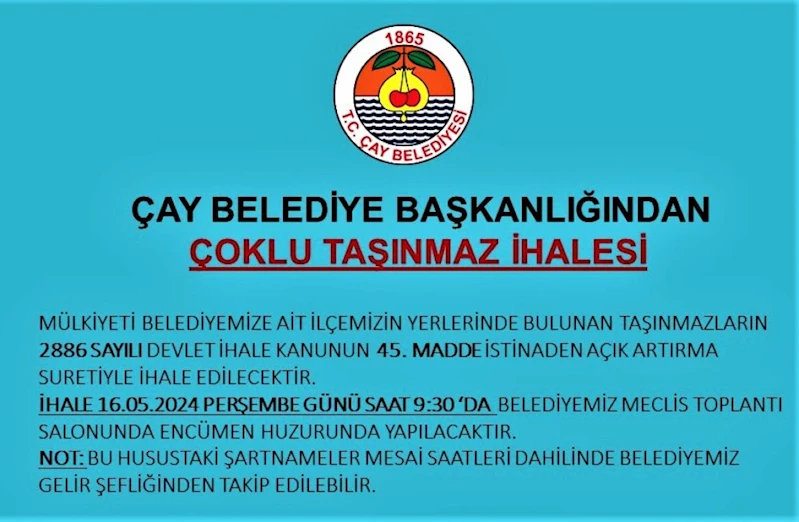 ÇAY BELEDİYE BAŞKANLIĞINDAN