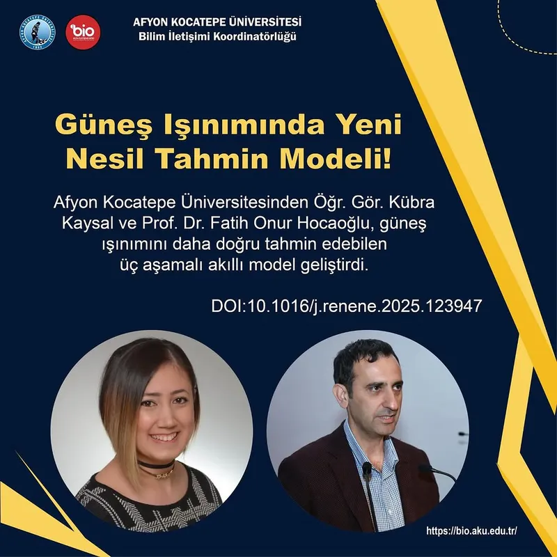 Afyon Kocatepe Üniversitesi, Güneş Işınımını Yüksek Doğrulukla Tahmin Eden Yeni Nesil Model Geliştirdi