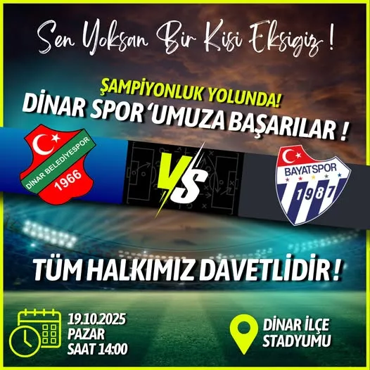 Dinar Belediyespor, Sahada Taraftarını Bekliyor