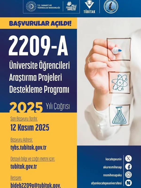 Afyon Kocatepe Üniversitesi Öğrencilerine TÜBİTAK 2209-A Proje Desteği Fırsatı