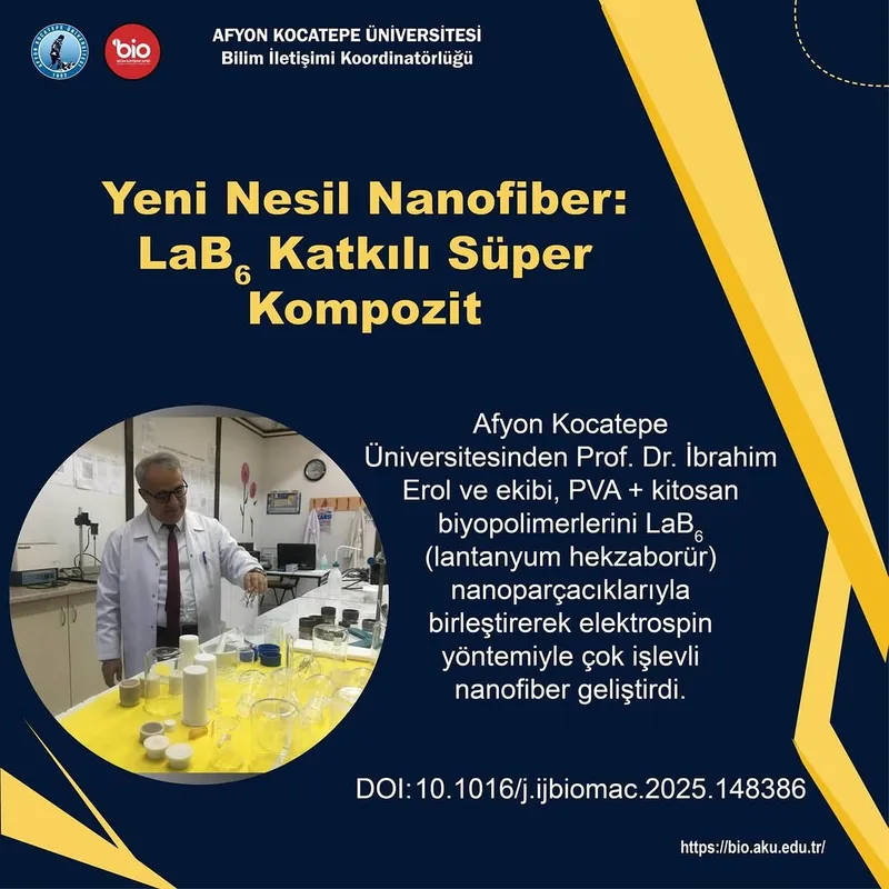 Afyon Kocatepe Üniversitesi, Lantanyum Hekzaborür Katkılı Çok İşlevli Nanofiber Geliştirdi