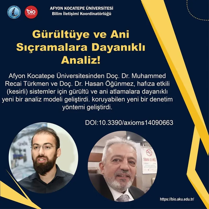 Afyon Kocatepe Üniversitesinden Bilim Dünyasına Önemli Katkı: Gürültüye Dayanıklı Analiz Modeli Geliştirildi