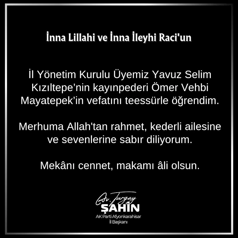 Ak Parti Afyonkarahisar İl Başkanı Şahin