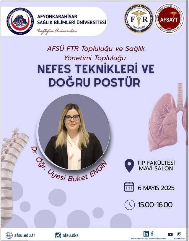 Afyonkarahisar Sağlık Bilimleri Üniversitesi, Nefes Teknikleri ve Doğru Postür Semineri Düzenledi