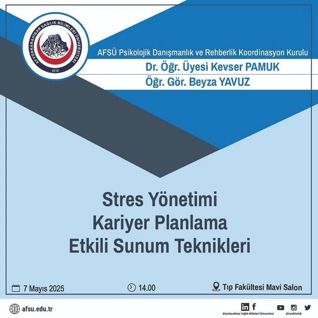 Afyonkarahisar Sağlık Bilimleri Üniversitesi Öğrencilerine Kariyer ve Stres Yönetimi Eğitimi