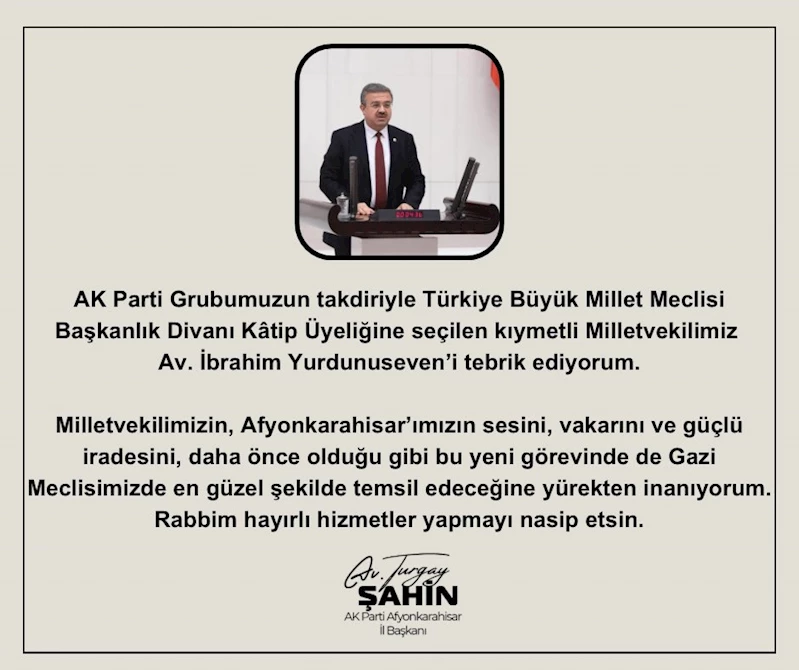 AK Parti Afyonkarahisar İl Başkanı Şahin