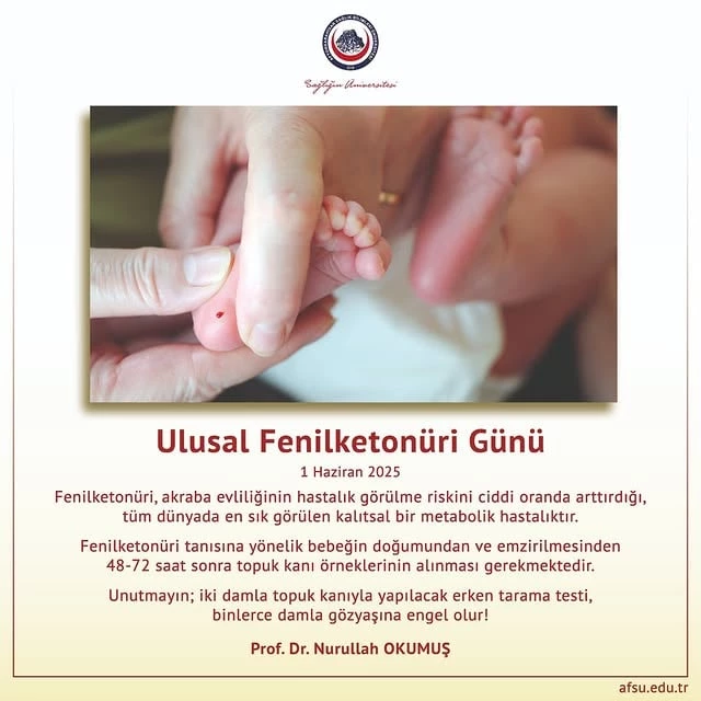 Afyonkarahisar Sağlık Bilimleri Üniversitesi’nden Ulusal Fenilketonüri Günü Mesajı