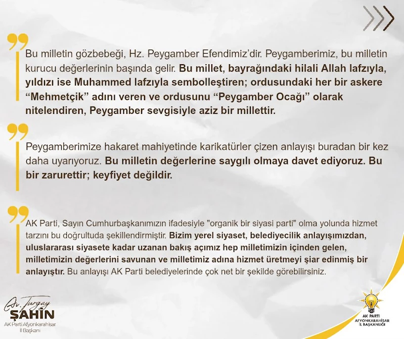 AK Parti Afyonkarahisar İl Başkanı Turgay Şahin