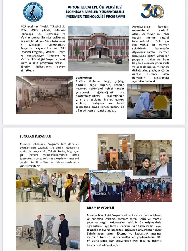 Afyon Kocatepe Üniversitesi Mermer Teknolojisi Programı ile Sektörde Gelecek Şekilleniyor