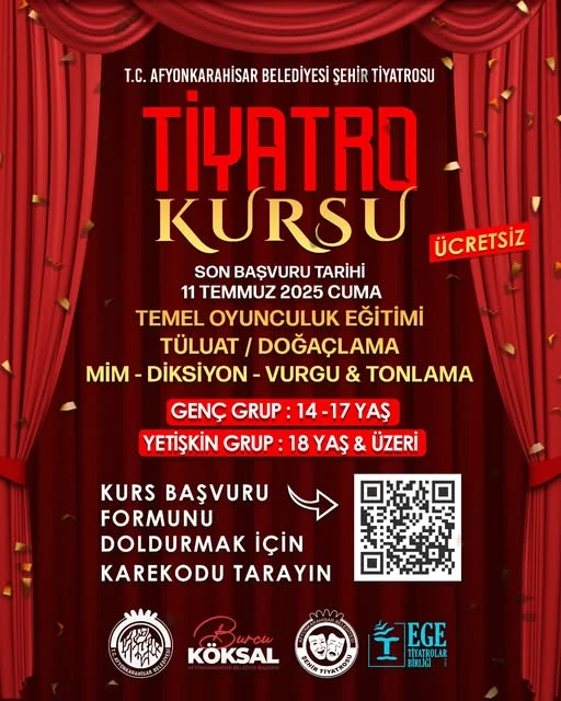 Afyonkarahisar Belediyesi Ücretsiz Tiyatro Kursu Başvuruları Başladı