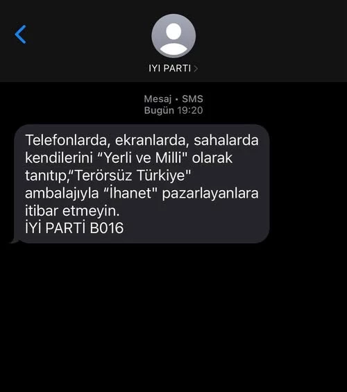 İYİ Parti SMS ile Vatandaşları Uyardı: 