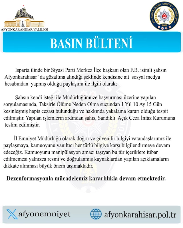 Siyasi Parti Başkanı Afyonkarahisar