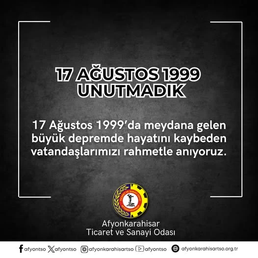 Afyonkarahisar, Depremde Kaybettiği Canları Andı
