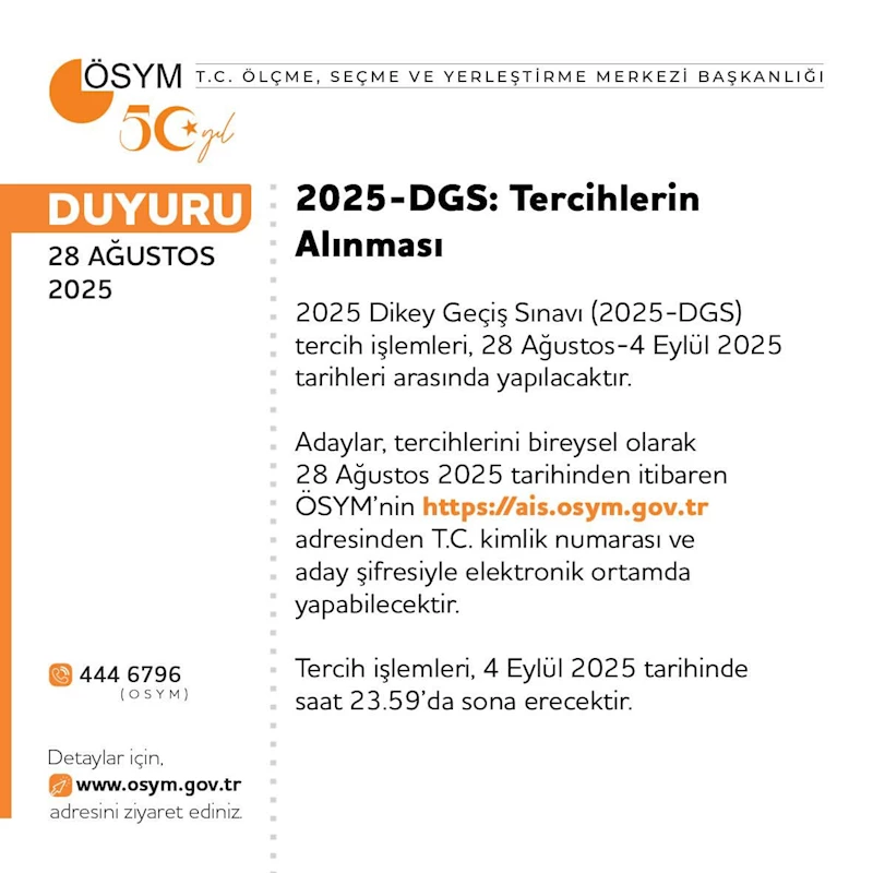 2025 DGS Tercihleri 28 Ağustos